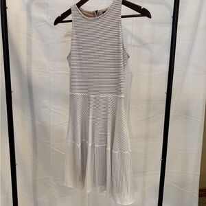 BCBGMaxAzria White Sleeveless Eyelet Tiered Midi Dress
